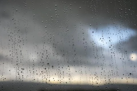 Window with raindrops during rain 1 Stock Photos