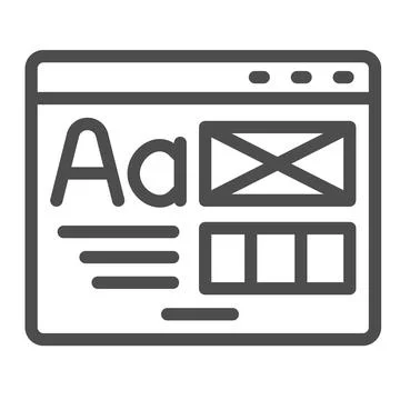 Window with ready made layout of the site line icon, web design concept, website Illustrazione stock