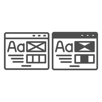 Window with ready made layout of the site line and solid icon, web design Illustrazione stock