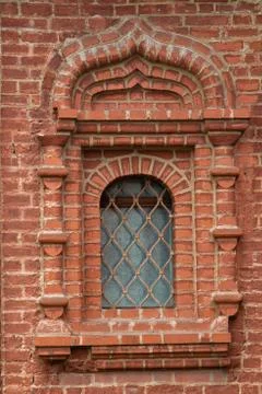 Window in a red brick house Stock Photos