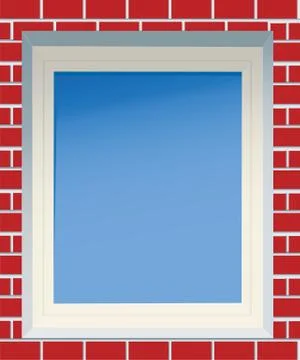 Window in a red brick wall. Stock Illustration