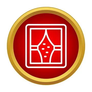 Window with red curtains simple flat icon Illustrazione stock