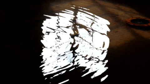 A window reflected in a flooded basement of an abandoned building, 4K Stock Footage 142292992