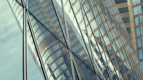 Window reflection of a business building in the Hong Kong financial district Stock Footage 272405515