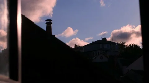 Window reflection cloudscape time lapse Video stock 136209354