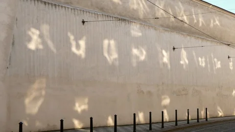 Window reflections on a historic wall in Prague Vidéo 94158014
