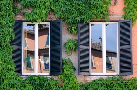 Window reflections in italy Stock Photos