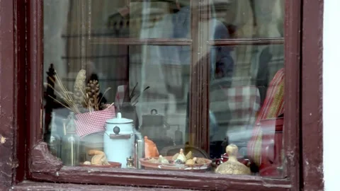 Window of restaurant "?" (question mark) Stock Footage 212129802