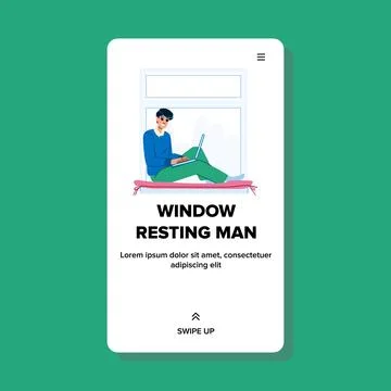 Window resting man vector Stock Illustration