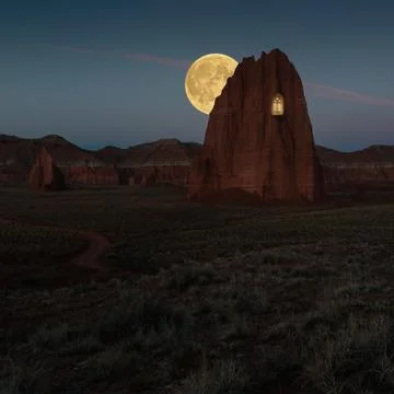 Window in the rock in Monument Valley Stock Photos