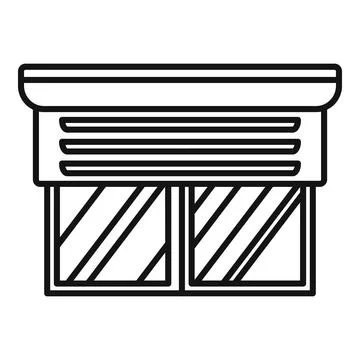 Window roller shutter covering glass panels outline イラスト素材