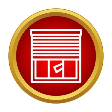 Window with a roller shutter partially opened on a red background Иллюстрация