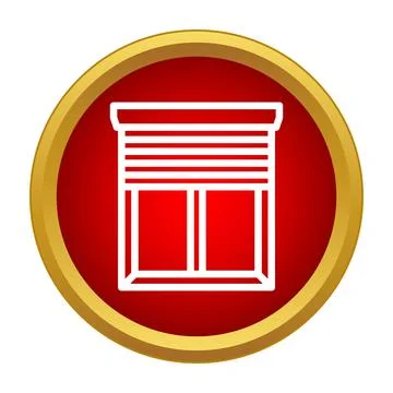 Window with roller shutters icon in red circle Stock Illustration