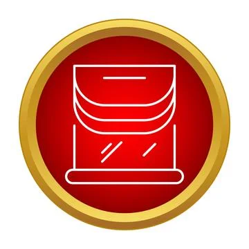 Window roman blind icon on red gold circle Stock Illustration