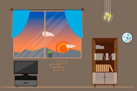 Window in room Stock Illustration