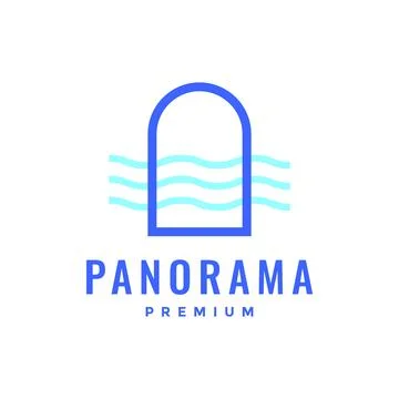 Window rounded with sea wave panoramic view minimal clean modern abstract s.. Иллюстрация