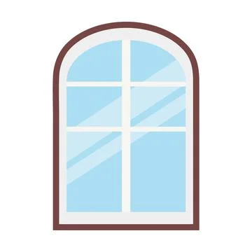 A window with a rounded top on a white background for use in a clipart Stock Illustration