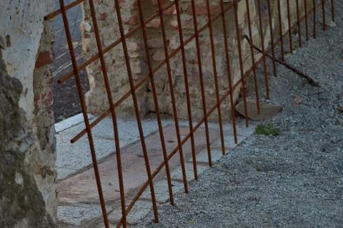 Window with rusty bars and graffiti Stock Photos