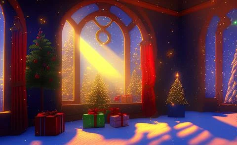 A window in Santa´s gift shop Stock Illustration