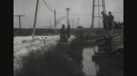 Window sashes being unloaded on French port Stock Footage