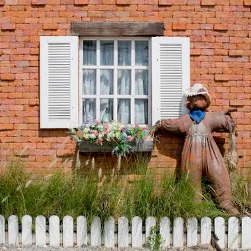 Window with Scarecrow Stock Photos