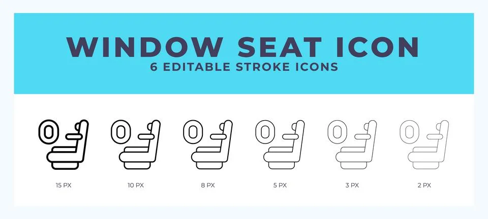 Window seat line icon illustrations with editable strokes. Illustrazione stock