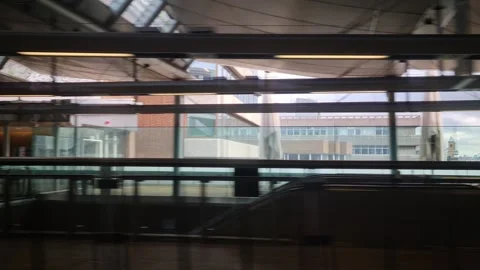 Window Seat View of Outside During Train Moving Fast to Next Station Video stock 256058207