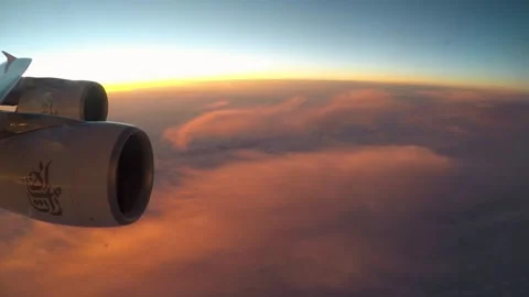 Window seat view plane sunset Stock Footage 135392991