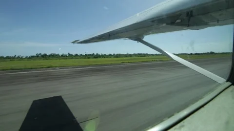 Window Seat View Plane Taking Off From Island Stock Footage 63008460