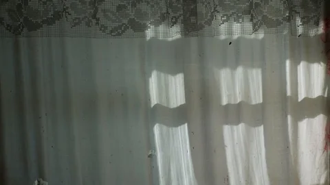 Window shadow on an old curtain. Time lapse 2 Stock Footage 130136463