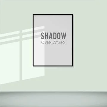 Window shadow overlay scene and potrait frame in the room wall. Illustration Stock Illustration