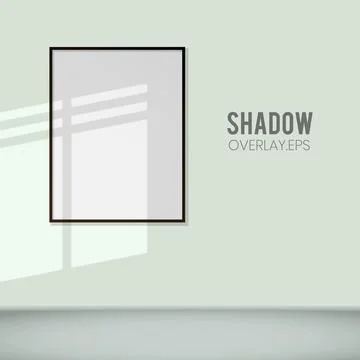 Window shadow overlay scene and potrait frame in the room wall. Illustration Stock Illustration