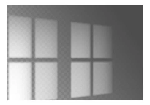 Window shadows. Realistic reflection overlay effect, bright sunlight on wall Illustrazione stock