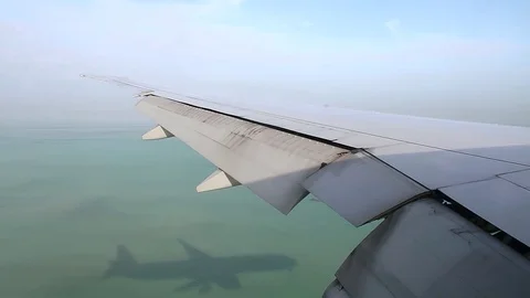 Window shot during a plane landing. Stock Footage 128135669