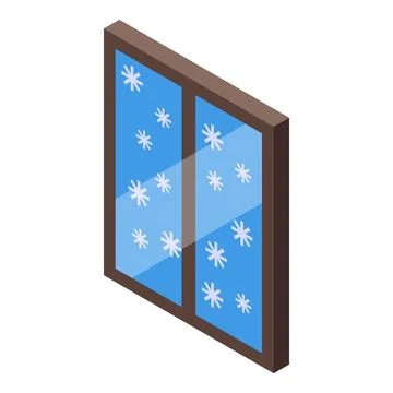 Window showing snowflakes falling during winter storm Stock Illustration
