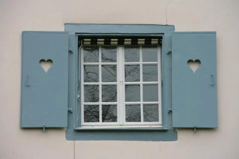 Window shutter heart Stock Photos