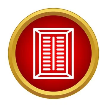 Window shutter icon inside red circle frame Иллюстрация