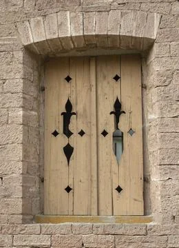 Window shutter of old castle 스톡 사진