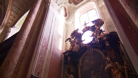 Window of side altar with awesome backlight Stock Footage 71100105