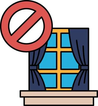 A window with a sign that says "Do Not Enter" on it Ilustración de archivo