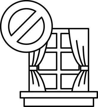 A window with a sign that says "Do Not Enter" on it Ilustración de archivo