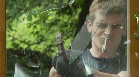 Window Smashing Stock Footage