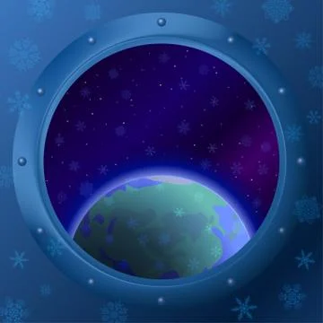 Window, snow in space Stock Illustration