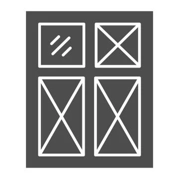 Window solid icon. Frame vector illustration isolated on white. Glass glyph Stock Illustration