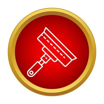 Window squeegee tool icon in a red circle with gold border Stock Illustration
