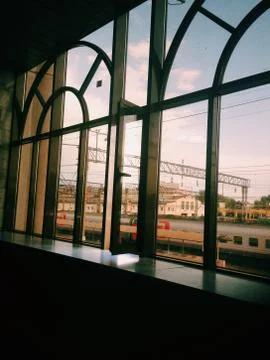 Window in the station building Stock Photos