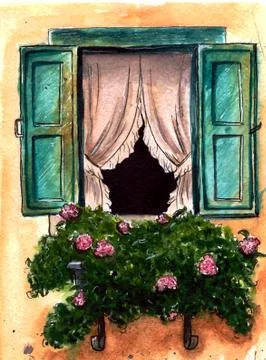 The window in the summer Illustration