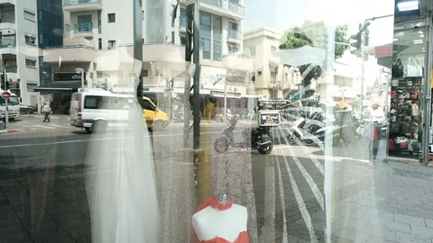 Window summer reflection Stock Footage 123710307