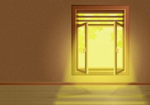 Window with sunlight inside the house template Stock Illustration