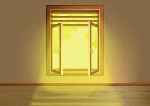 Window with sunlight inside the house template Stock Illustration